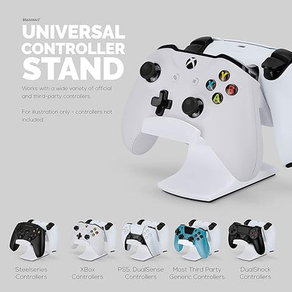 Dual Game Controller Desktop Holder Stand - Universal Design for Xbox ONE, PS5, PS4, PC, Steelseries, Steam & More, Reduce Clutter UGDS-03 (White)
