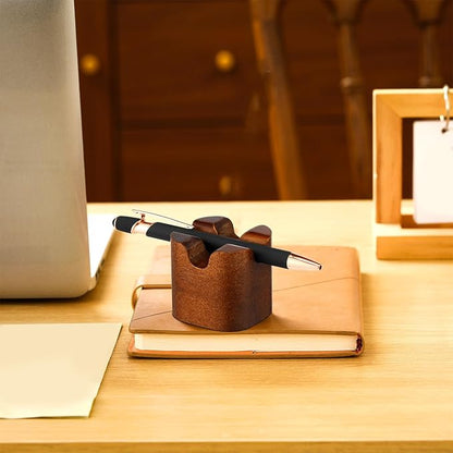 Sherr 2 Pcs Wood Fountain Pen Holder Wooden Pencil Holder Minimalist Pen Rest Desk Stand Pencil Organizer Tray for Home School Office Students Teachers Boss Gifts