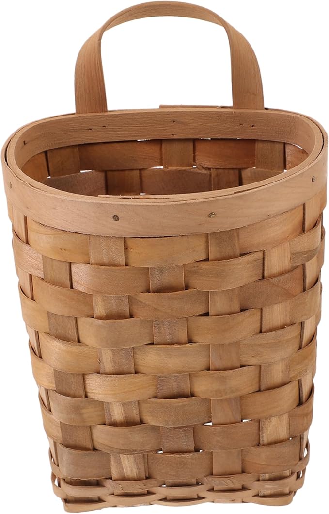 Zerodeko Woven Wall Hanging Basket Storage Organizer with Handle Hanging Bin for Dorm Cosmetics and Household Items Carbonized Color