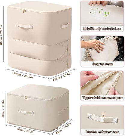 NotiGat XL Ultra Space Saving Bags self compression organizer bags space saver bag for comforters Storage bag organizer for blankets bedding clothes(Beige-1PCS)