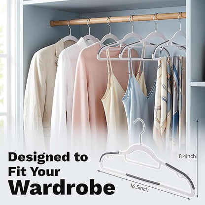 30 Pack Plastic Clothes Hangers, Non-Slip Slim Coat Hangers with 360° Swivel Hook, Space-Saving Heavy Duty Hangers for Shirts, Pants, Suits(White)