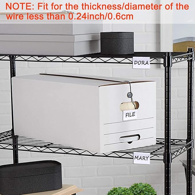 200PCS Basket Bin Labels Clip On,Clear Plastic Wire Shelf Price Tags,Labels for Storage Bins,Merchandise Sign Display Holder, Paper Inserts Included