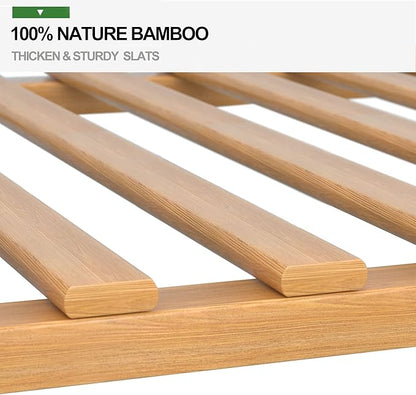 RELIANCER Bamboo Clothing Garment Rack,Free Standing Clothes Coat Hanger,Closet Organizer w/Shoe Rack,Multi-tiered Wardrobe Storage Shelves,Clothes Hanging Racks for Hall,Living Room,Bedroom,Entryway