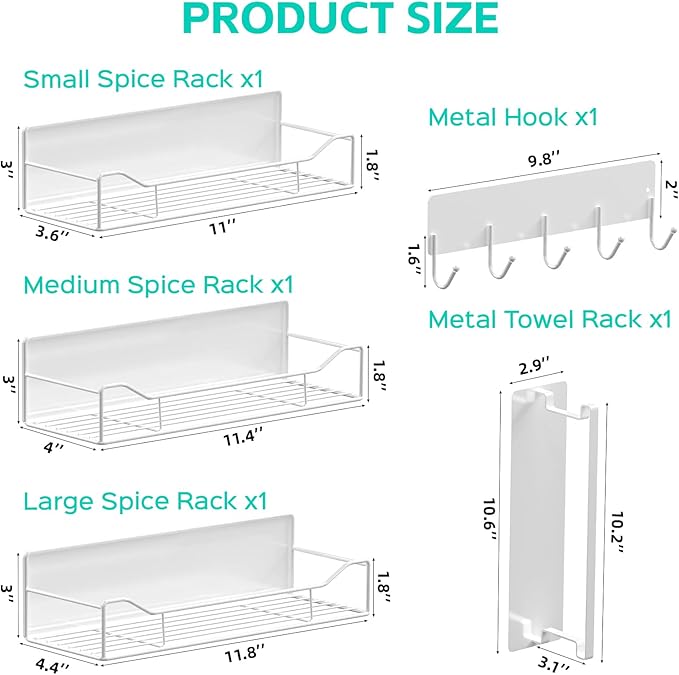 5 Pack Multifunctional Magnetic Shelves for Washing Machine & Refrigerator - Heavy Duty Laundry Room Organization System with Tool Hooks, Metal Storage Baskets (White)