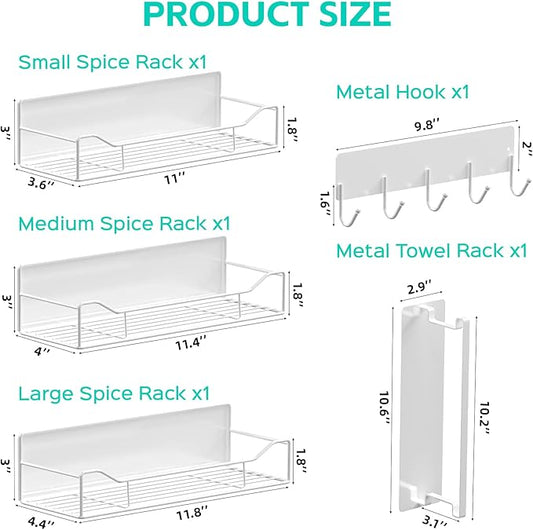 5 Pack Multifunctional Magnetic Shelves for Washing Machine & Refrigerator - Heavy Duty Laundry Room Organization System with Tool Hooks, Metal Storage Baskets (White)