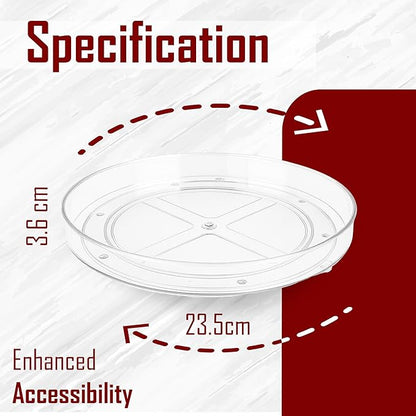 3 Pack Lazy Susan Turntable Organizer 9.25” Clear PET BPA-Free 360° Rotating Storage with Non-Skid Base & Raised Rim Thick Shatter- Plastic Spice Rack for Kitchen Cabinet, Pantry, Fridge & Bathroom