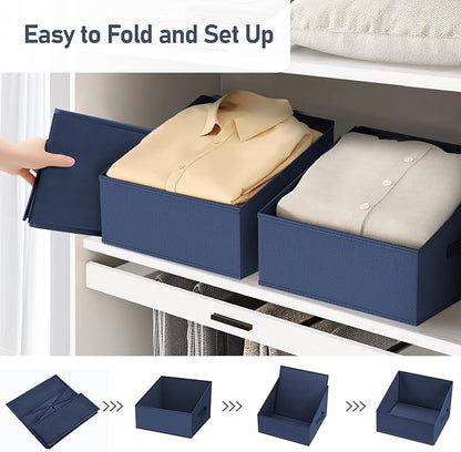 DIMJ Closet Storage Bins 6 Pack - Fabric Storage Baskets for Shelves, Collapsible Clothes Organizer with Handles, Trapezoid Shelf Organization Storage Cubes for Purse, Toys, Books, Towel, Clothes