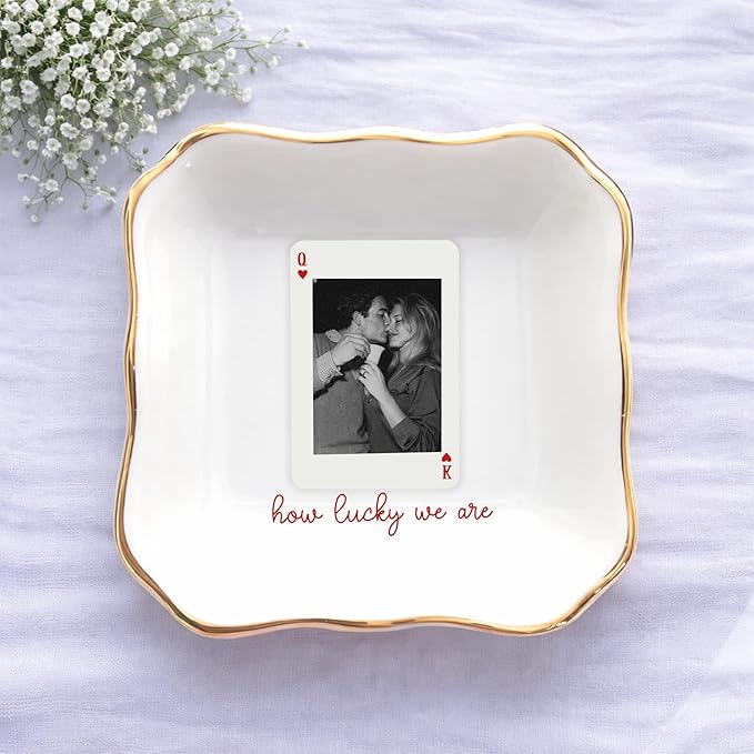 Famitrendz Personalized Couple Portrait Ring Dish, Custom Couples Photo Jewelry Dish, Custom Ring Holder Gifts, Picture Trinket, Engagement Valentines Wedding Gifts, Gift for Her, Women 3