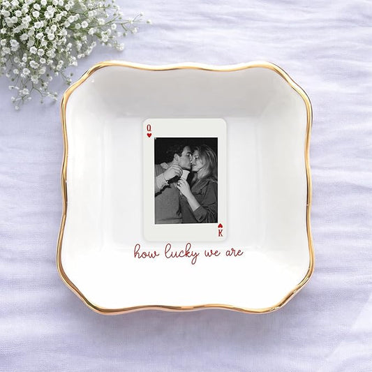Famitrendz Personalized Couple Portrait Ring Dish, Custom Couples Photo Jewelry Dish, Custom Ring Holder Gifts, Picture Trinket, Engagement Valentines Wedding Gifts, Gift for Her, Women 3
