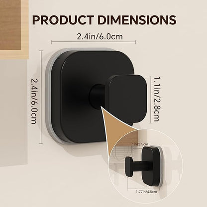 XCIXCI 2Pack Suction Cup Hooks for Shower, Bathroom, Kitchen, Glass Door, Mirror, Tile, Matte Black
