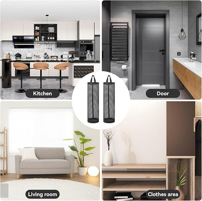 Mozeat Lens 2Pack Plastic Bag Holder, Grocery Bag Holder for Plastic Bags Mesh Hanging Storage Dispenser Trash Bag Organizer Shopping Bag Holder for Plastic Bags