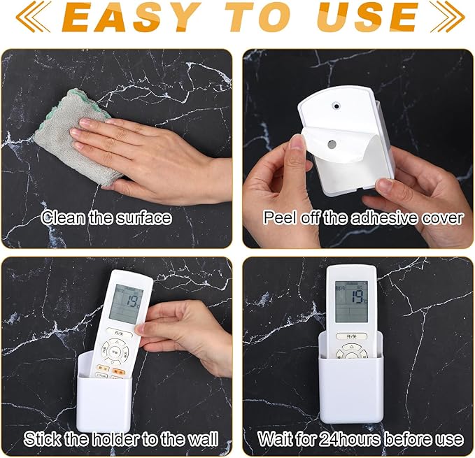 12 Pcs Remote Control Holders Wall Mount Self Adhesive Controller Holder Universal Wall TV Remote Phone Pen Holder Storage Accessories for Home Office School(White)