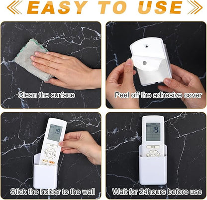 12 Pcs Remote Control Holders Wall Mount Self Adhesive Controller Holder Universal Wall TV Remote Phone Pen Holder Storage Accessories for Home Office School(White)