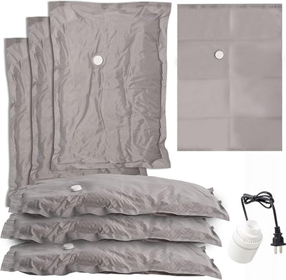 6-Pack Vacuum Seal Bags for Clothing Travel – Fabric Travel Storage Bags with Electric Pump 6 Jumbo(36×28") Reusable Packing Cubes for Moving, Carry-On Luggage & Home Organization(Grey-6J)