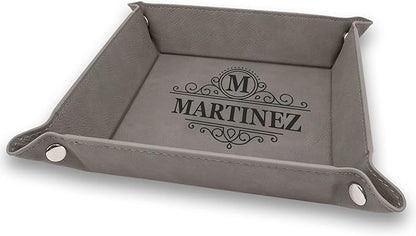 Premium Engraved Leather Valet Tray, Engraved Leather Valet Tray, Krazy Case Leather Jewelry, Catchall Jewelry Tray, Personalized Leather Catchall