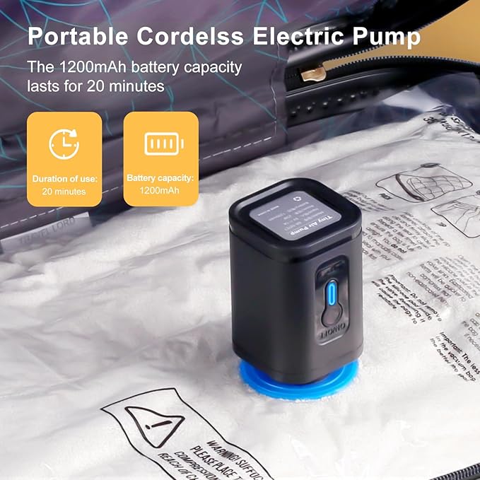 Combo 12 Pack Travel Vacuum Bags with Portable Electric Pump, Space Saver Vacuum Storage Bags for Clothing and Luggage, Travel Essentials