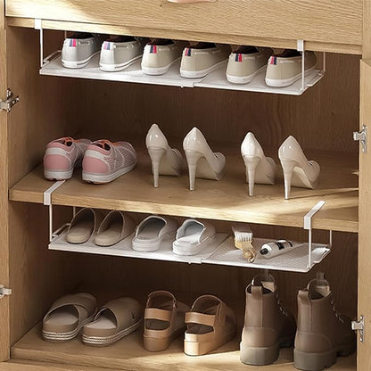 Expandable Hanging Under Shelf Storage Basket,Under Shelf Storage Basket Organizer,Under Hanging Baskets for Cabinet,Pantry, Desk Organization,8.27" D x 15.16"-27.76W x 7.68" H,White