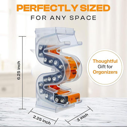 Battery Ladder™ for 9V Batteries | Vertical Storage Case & Dispenser | Stackable Expandable Wall Mount Holder Combo (2-Pack, Holds 20 9V Total)