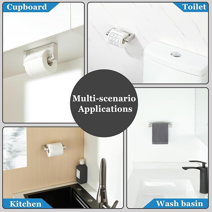 Alise Toilet Paper Holder,Spring Loaded Bathroom Toilet Paper Holder Wall Mount SUS304 Stainless Steel Tissue Holder Toilet Paper Roll Holder for Toilet,Washroom,RV,Brushed Nickel