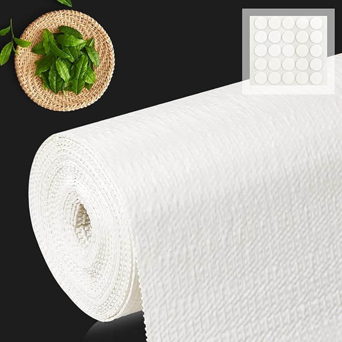 Shelf Liner for Kitchen Cabinets 12" x 360" Non-Adhesive Non-Slip Drawer Liners for Dresser, Waterproof Washable Paper, Durable Protector Mat for Pantry Shelves Cupboards, White
