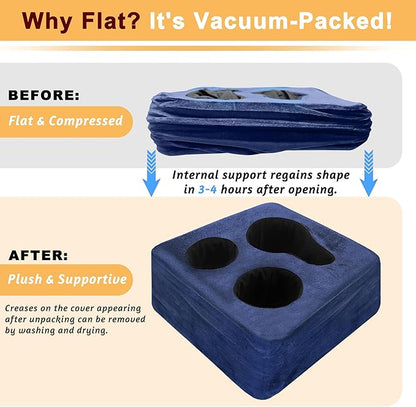 Couch Cup Holder Pillow Tray & Caddy - for Sofa, Bed, Car, Man Cave | Keep Drinks at Hand & Spill-Proof Accessories for New Parents, Camping, Park, Boat, Beach - Navy Blue