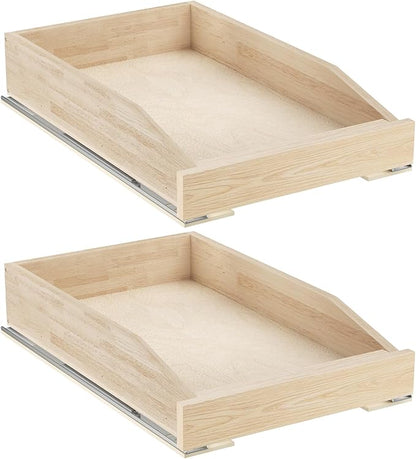 ROOMTEC Pull Out Cabinet Organizer with Soft Close, 13-1/2" W x 21" D, Pull Out Cabinet Drawer for Kitchen cabinets, Pull Out Cabinet Shelf, Finished, Bottom Assembly, 2PCS