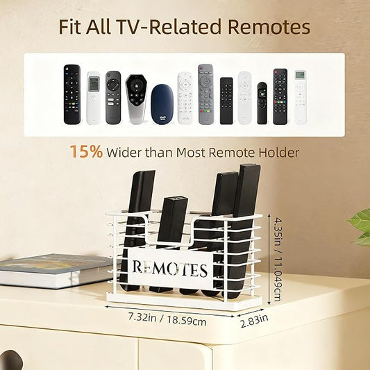 Remote Control Holder, 5-Slot TV Remote Holder Wall Mount, Universal Remote Caddy Large Size Design for Wall Table Living Room Bedroom, Easy Installation, White
