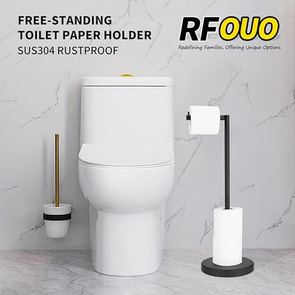 Matte Black Toilet Paper Holder Stand 1 pc, Free Standing Toilet Paper Holder Stand,Bathroom Toilet Paper Storage with 2.7 Pounds Heavy Base for 4+1 Rolls,Toilet Tissue Holder