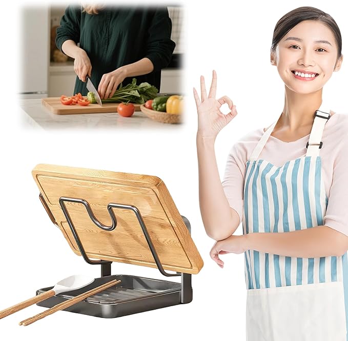 Pot Lid Organizer and Holder, Kitchen Countertop Storage Rack with Removable Drip Tray & Spoon Rest, 1-Tier Space-Saving Stand for Pots and Pans Lids