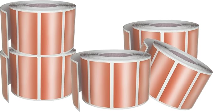 Small Color-Coding Label Roll 40mm x 19mm, 5 Rolls- 2500-Pack, Rectangular Labels Paper Stickers Bulk 1.57in x 0.75 in (Rose Gold) by Royal Green