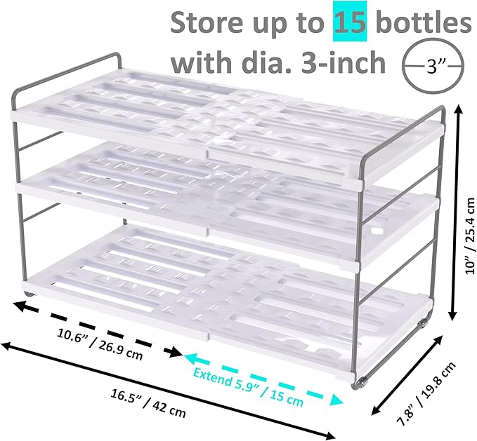 YAN & HIN Expandable Water Bottle Organizer for Cabinet, Tumbler Organizer, Water Bottle Holder for Kitchen Organization, Pantry Organizers, Refrigerator Organizers and Storage