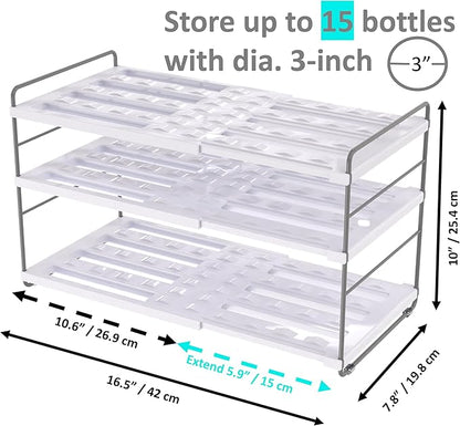 YAN & HIN Expandable Water Bottle Organizer for Cabinet, Tumbler Organizer, Water Bottle Holder for Kitchen Organization, Pantry Organizers, Refrigerator Organizers and Storage