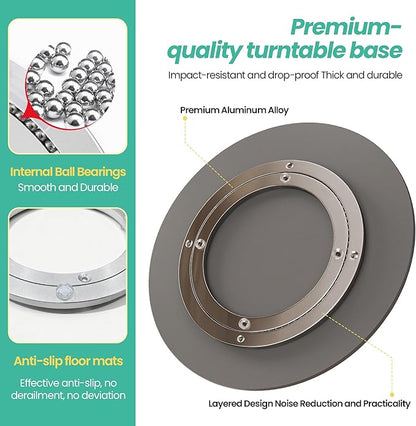 19.7" Lazy Susan Turntable – 360° Sinteredstone Silent Anti-Slip Turntable, Table Top Centerpiece for Kitchen, Pantry, Spice Rack, Refrigerator & Dining Table, White