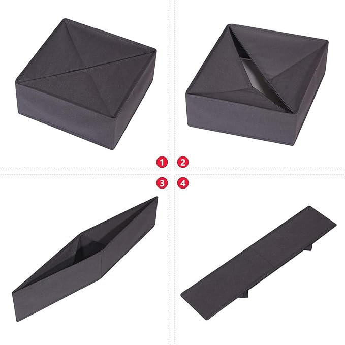 DIOMMELL 6 Pack Foldable Cloth Storage Box Closet Dresser Drawer Organizer Fabric Baskets Bins Containers Divider for Clothes Underwear Bras Socks Lingerie Clothing, Dark Grey 22-2000