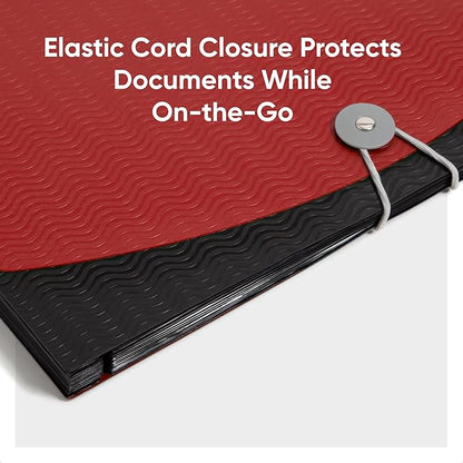 Smead Poly Frequency Expanding File Folders, Flap and Cord Closure, Letter Size, Wave Pattern, 13 Pocket, Red/Black (70866)