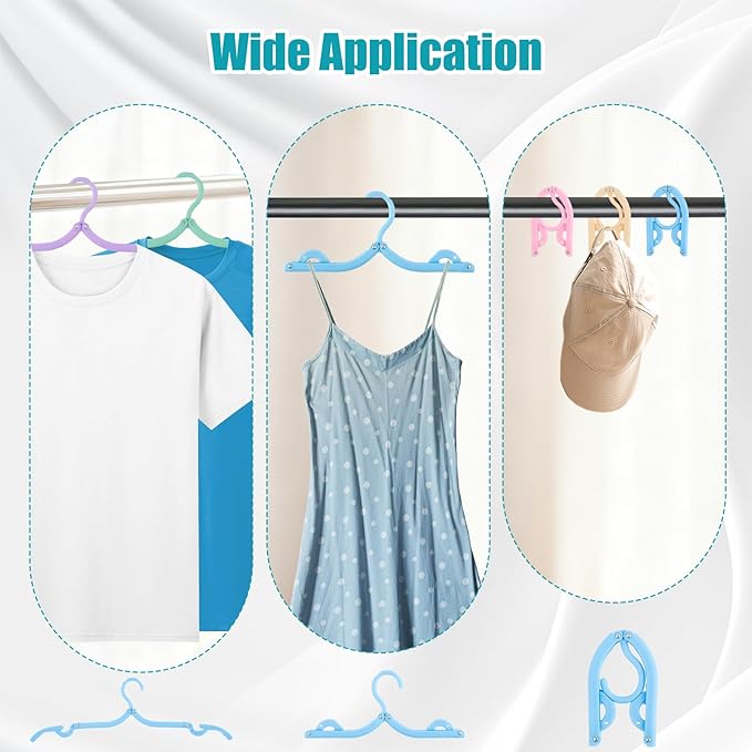 10 Pcs Travel Hangers,Portable Folding Clothes Hangers,Non-Slip Folding Hanger,Foldable Hanger Lightweight Travel Accessories,Foldable Clothes Drying Rack for Traveling Camping(5 Colors)