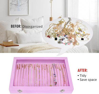 Velvet Necklace Display Jewelry Tray 20 Hook Necklace Tray Necklace Pendant Jewelry Tray for Women and Girls