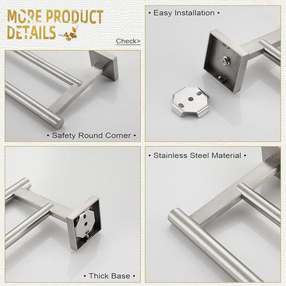 KOKOSIRI Towel Holder Bath Towel Bar with Two Rails for Bathroom Kitchen Towel Racks 36 Inch Brushed Nickel Stainless Steel B5005BR-L36