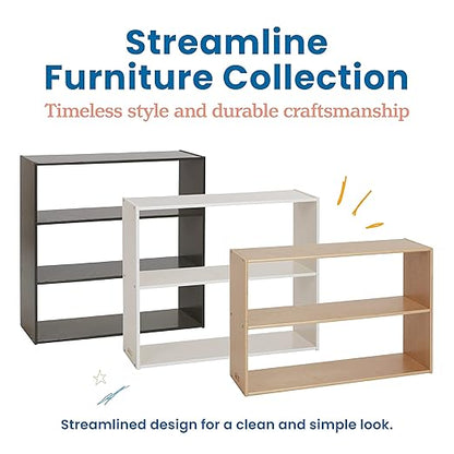 ECR4Kids Streamline 3-Shelf Storage Cabinet, 36in High, Double-Sided Display, White Wash