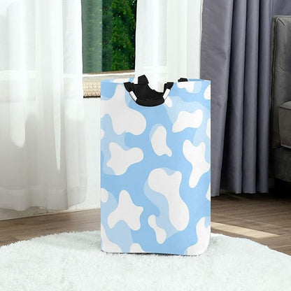 Laundry Hamper Basket Cow Texture Blue Storage Basket Collapsible Clothes Hamper with Handle Decorative Organizer Bins Basket for Laundry Room Bedroom Clothes College