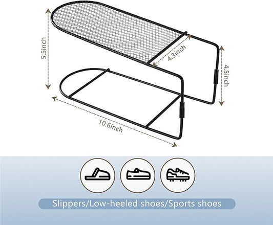 CiBiZi Shoe Slots Organizer 6Pack Metal Shoe Stackers for a Pair of Shoes Double Layer Shoe Holder Shoe Storage Closet Organizers Shoe Space Saver Organizador de Zapatos Black