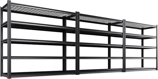 Set of 3 Garage Shelving-3500 lbs 5 Tier Storage Shelves,Adjustable Heavy Duty Metal Shelving Unit and Storage Large Wire Rack,Utility Steel Shelf for Warehouse Industrial Pantry Basement -72"x59"x20"