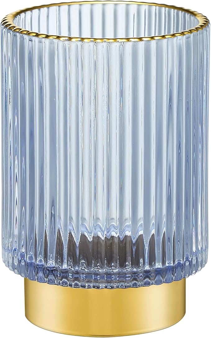 LEICURACE Makeup Brush Holder Organizer,Toothbrush Holders,Desk Pen Pencil Holder,Multifunctional Vintage Glass Brush Cup(A3-26-US)