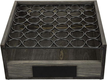 MyGift Vintage Gray Wood Egg Tray Holder with Black Metal, 2 Tier Egg Storage Tray with Erasable Chalkboard Label