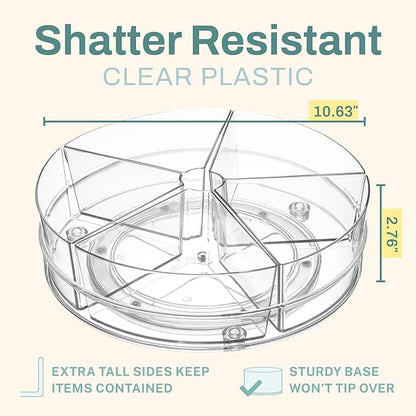 Home Intuition Round Plastic Lazy Susan Turntable Food Storage Container for Kitchen (5 Removable Bin, 1 Pack)