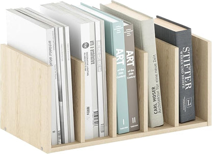 Furinno HERMITE Desk File Folder Organizers, 5-Space Vertical Desktop Office Organization Racks, Desk Top Display Book Shelf, for Paper, Office Supplies, Magazine, Bauhaus Oak