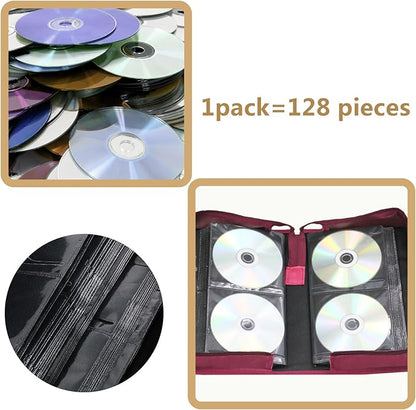 DVD Case CD Storage,128 Capacity CD Cases Holder DVD Storage Case Holders CD DVD Disc Case Storage Wallet Binder for Car Home Office Travel (128 Red)