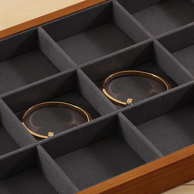 Yinbeini Wood Jewelry Organizer, Grey Jewelry Organizer, Premium Jewelry Tray For Watch, Bangle