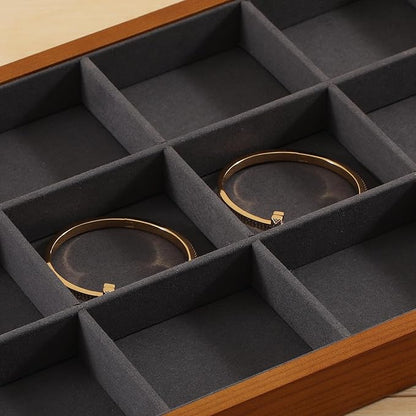 Yinbeini Wood Jewelry Organizer, Grey Jewelry Organizer, Premium Jewelry Tray For Watch, Bangle