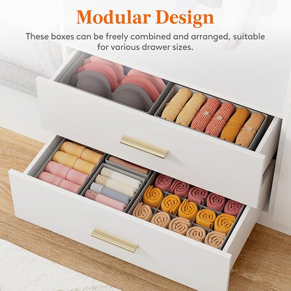 Lifewit Underwear Drawer Organizer for Closet 16 Pack, 3 Sizes Dresser Organizer Dividers, Deep Fabric Foldable Drawer Storage Organizer Bins for Clothes, Sock, Bra, Lingerie, Undies